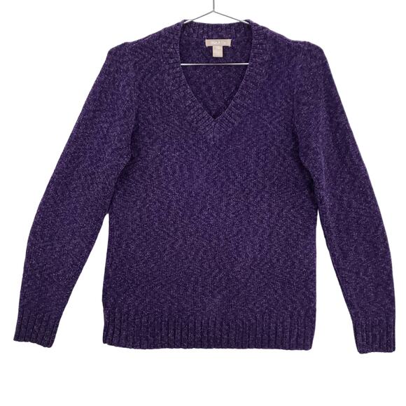 White Stag Sweater Womens Small Purple Long Sleeve V Neck Casual Knit Pullover - Picture 1 of 7